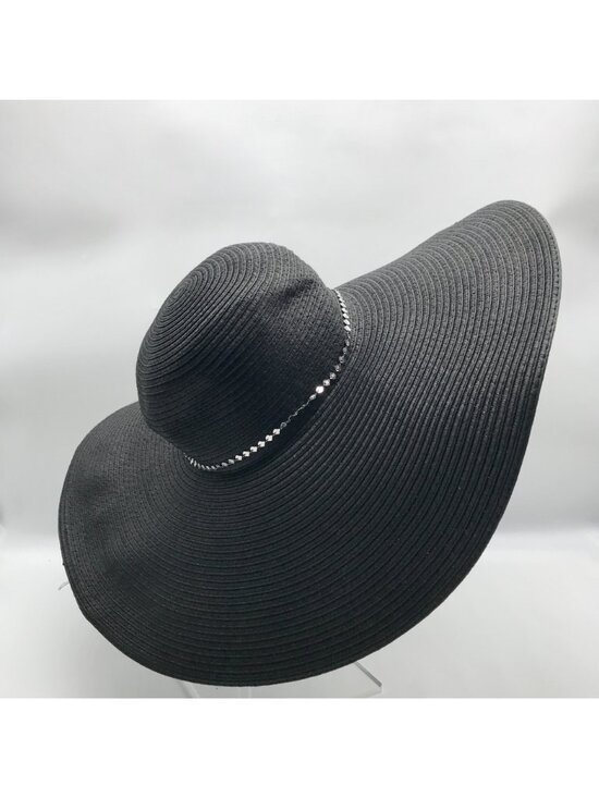 I.N.C. International Concepts Black Sun Hat With Decorative Shell Chain main image 7